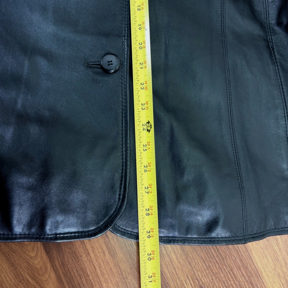 M Julian Womens Black Genuine Leather Lined Blazer Jacket Size 3X Button Front - Picture 12 of 13
